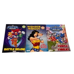 Lot of 3 DC Super Friends Reading Level 1 & 2 Books: Super Friends Wonder Woman